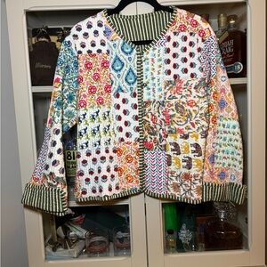 reversible colorful handmade Indian block print coat